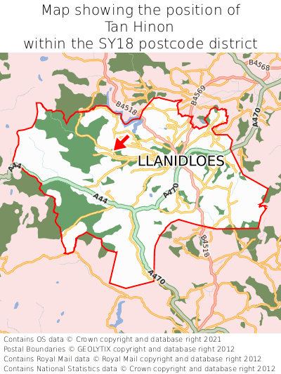 Map showing location of Tan Hinon within SY18