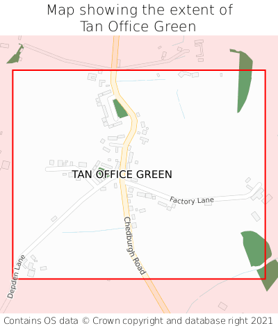 Map showing extent of Tan Office Green as bounding box