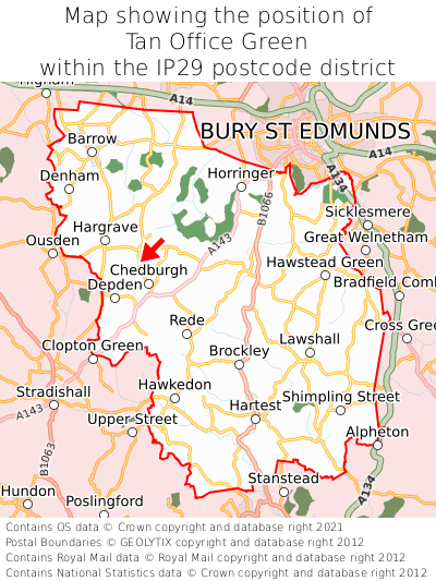 Map showing location of Tan Office Green within IP29