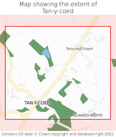 Map showing extent of Tan-y-coed as bounding box