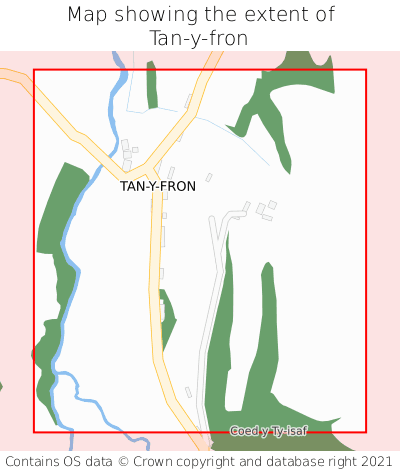 Map showing extent of Tan-y-fron as bounding box