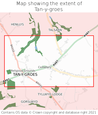 Map showing extent of Tan-y-groes as bounding box