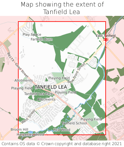 Map showing extent of Tanfield Lea as bounding box