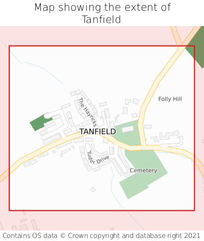 Map showing extent of Tanfield as bounding box
