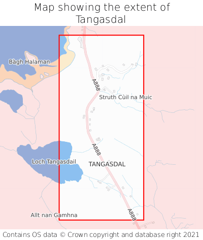 Map showing extent of Tangasdal as bounding box