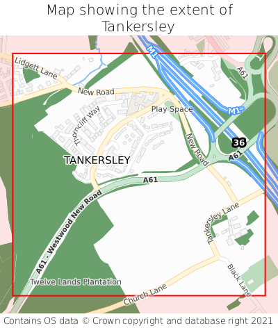 Map showing extent of Tankersley as bounding box