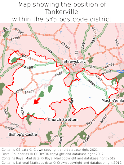 Map showing location of Tankerville within SY5