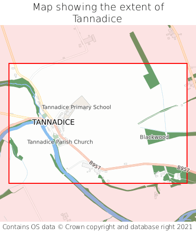 Map showing extent of Tannadice as bounding box