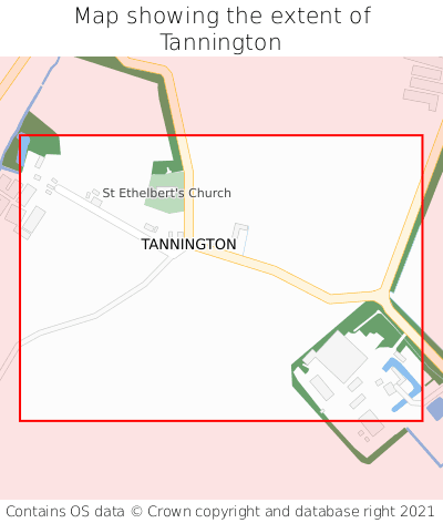 Map showing extent of Tannington as bounding box