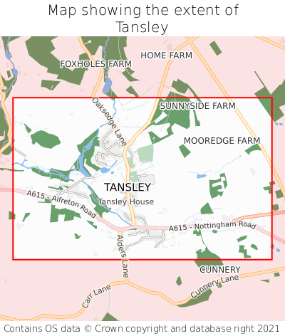 Map showing extent of Tansley as bounding box