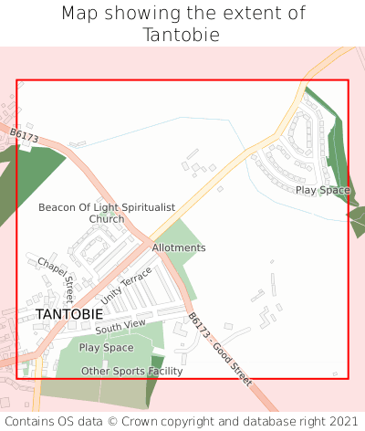 Map showing extent of Tantobie as bounding box