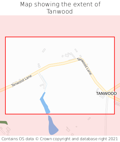 Map showing extent of Tanwood as bounding box