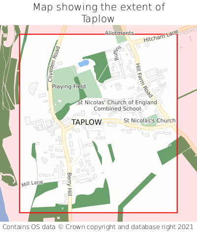Map showing extent of Taplow as bounding box