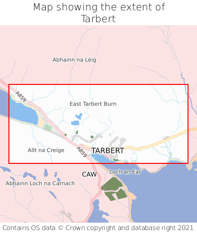Map showing extent of Tarbert as bounding box