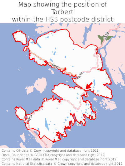 Map showing location of Tarbert within HS3