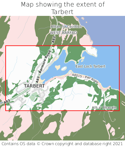 Map showing extent of Tarbert as bounding box