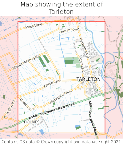 Map showing extent of Tarleton as bounding box