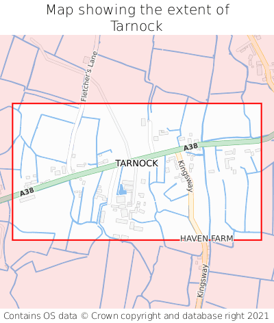 Map showing extent of Tarnock as bounding box