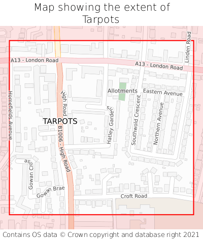 Map showing extent of Tarpots as bounding box