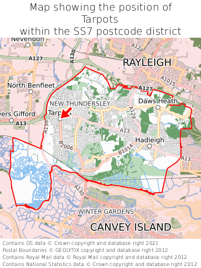 Map showing location of Tarpots within SS7