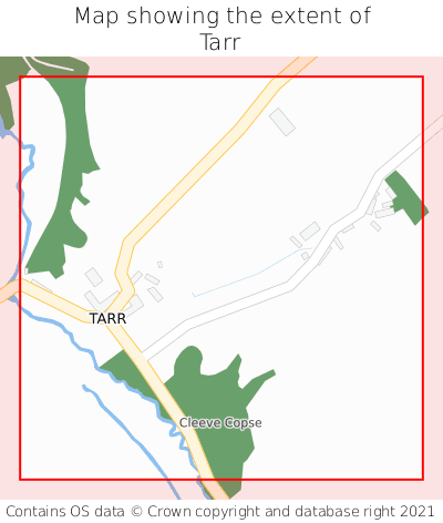 Map showing extent of Tarr as bounding box