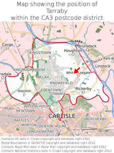 Map showing location of Tarraby within CA3