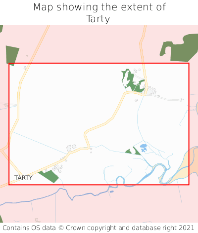 Map showing extent of Tarty as bounding box