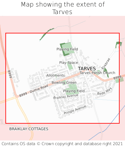 Map showing extent of Tarves as bounding box