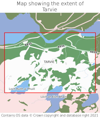 Map showing extent of Tarvie as bounding box