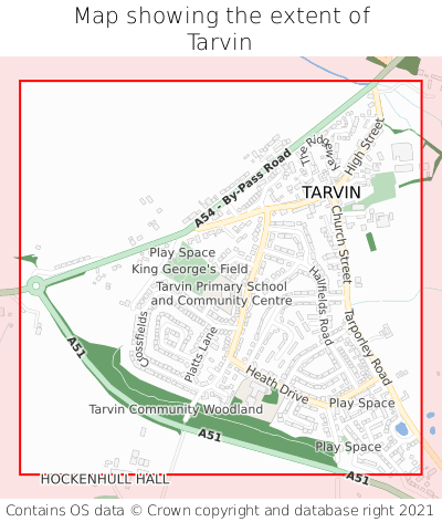 Map showing extent of Tarvin as bounding box
