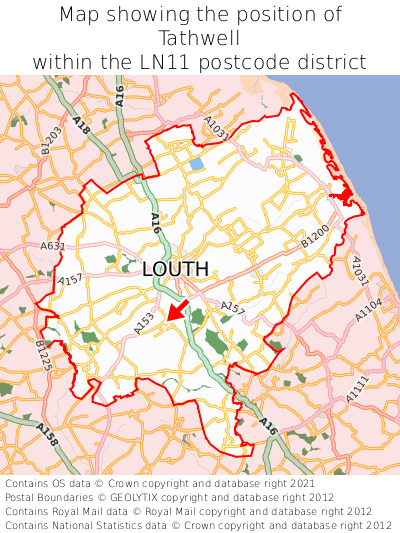 Map showing location of Tathwell within LN11
