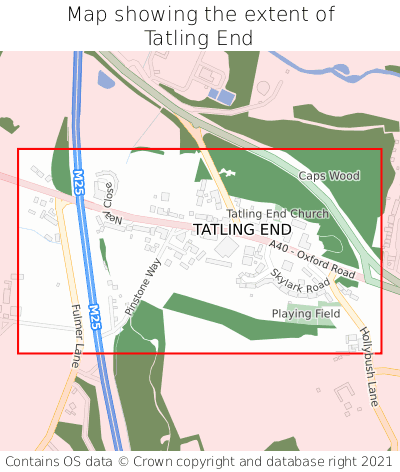 Map showing extent of Tatling End as bounding box