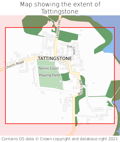 Map showing extent of Tattingstone as bounding box