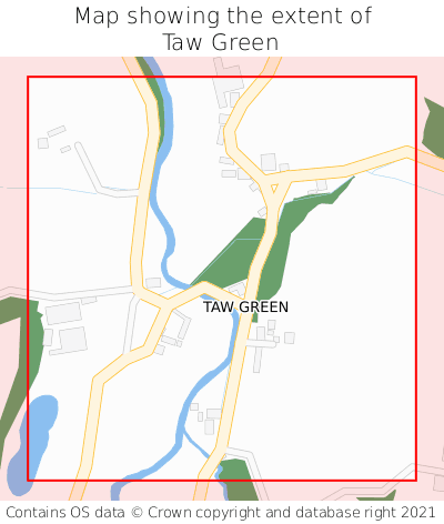 Map showing extent of Taw Green as bounding box