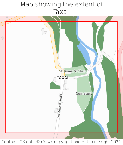 Map showing extent of Taxal as bounding box