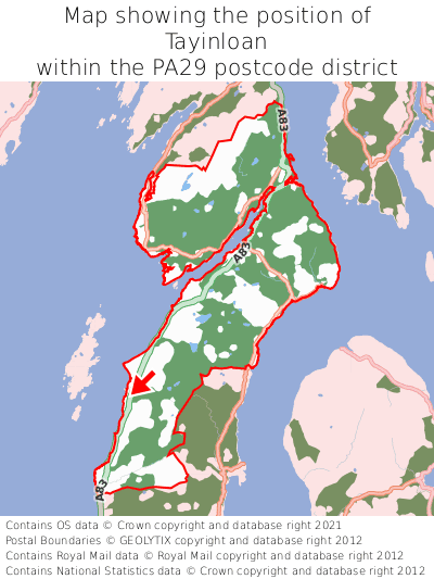 Map showing location of Tayinloan within PA29