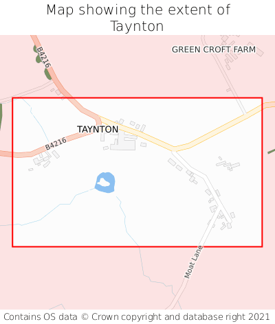 Map showing extent of Taynton as bounding box