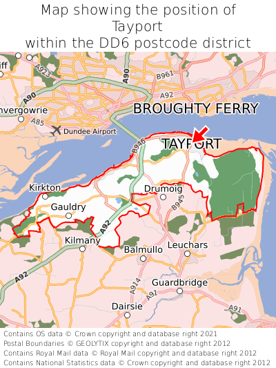 Map showing location of Tayport within DD6