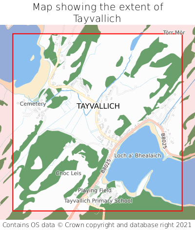 Map showing extent of Tayvallich as bounding box