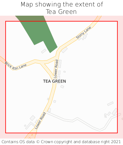 Map showing extent of Tea Green as bounding box