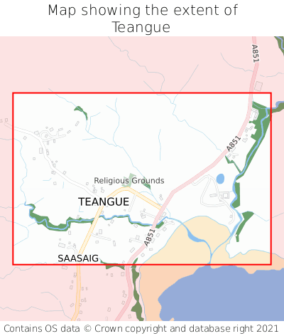 Map showing extent of Teangue as bounding box