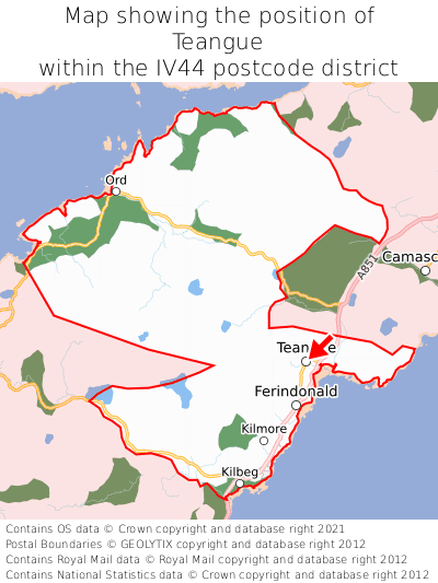 Map showing location of Teangue within IV44