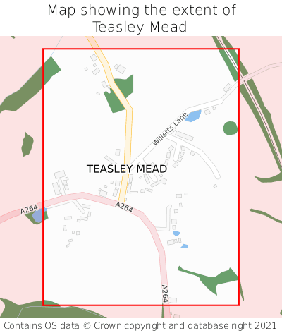 Map showing extent of Teasley Mead as bounding box