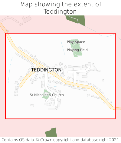 Map showing extent of Teddington as bounding box