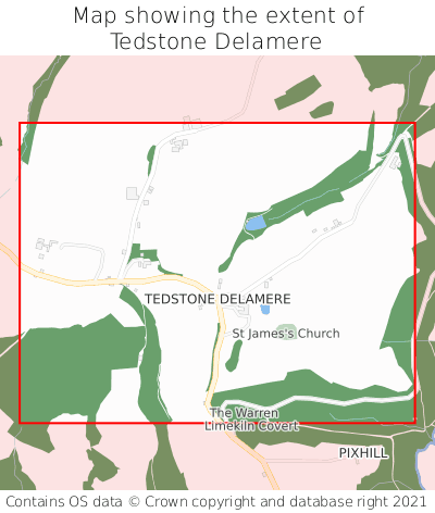 Map showing extent of Tedstone Delamere as bounding box