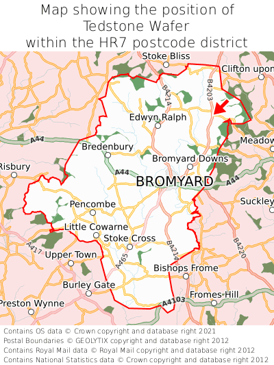 Map showing location of Tedstone Wafer within HR7