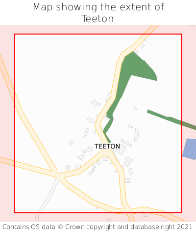 Map showing extent of Teeton as bounding box