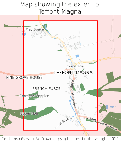 Map showing extent of Teffont Magna as bounding box