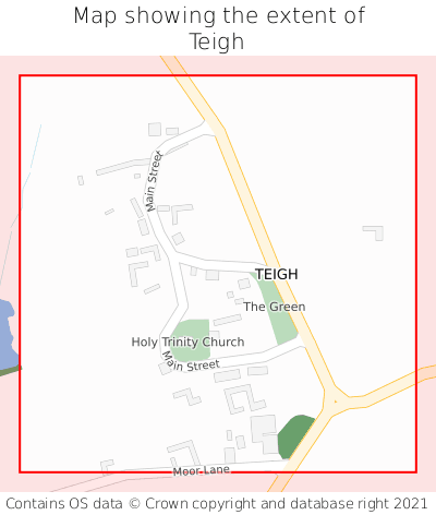 Map showing extent of Teigh as bounding box