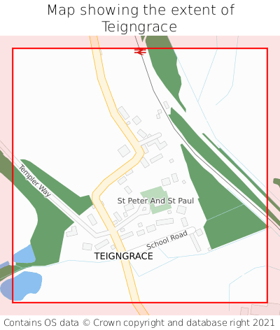 Map showing extent of Teigngrace as bounding box